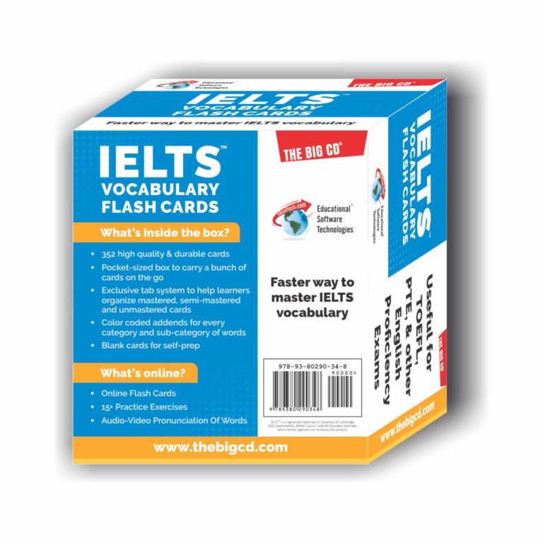 IELTS VOCABULARY FLASH CARDS by THE BIG CD – IELTS Academic and General training 352 high quality & durable cards